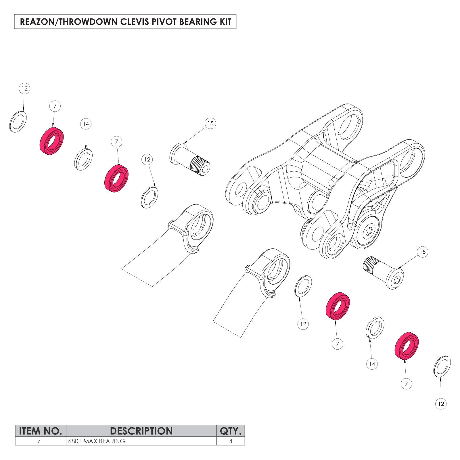 Darco/Lowdown/Reazon/Throwdown Horst/Clevis Pivot Bearing Kit