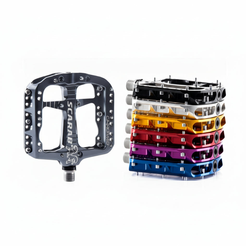 Scarab: Enduro & Trail MTB Flat Pedals with Customizable Pin Scarab: Enduro & Trail MTB Flat Pedals with Customizable Pin